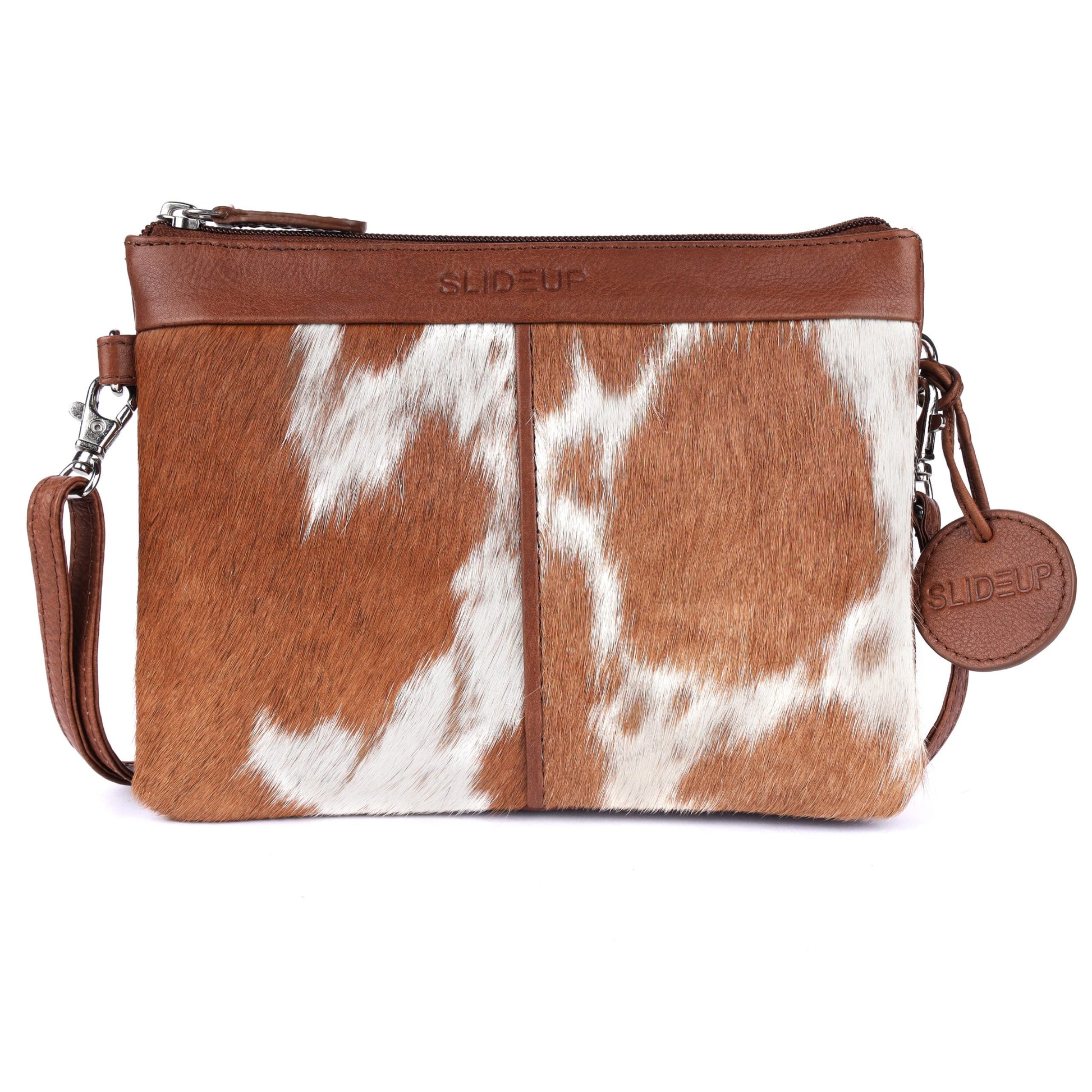 Mirthful Leather Hair-on Crossbody SLIDEUP BAGS