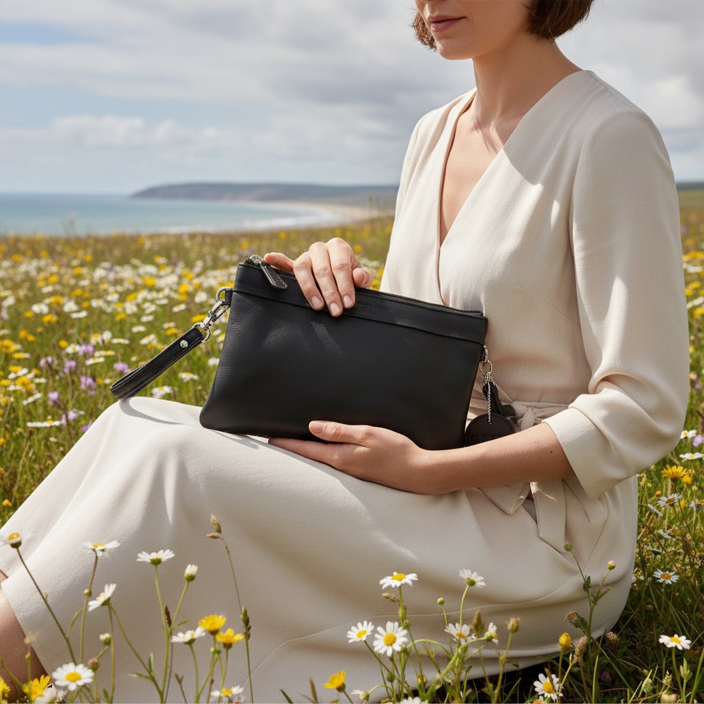 Peppy Black Leather Crossbody Bag – Pure Leather RFID Handbag for Women